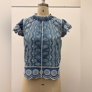 Jennifer & Grace Embroidered Blue Women's Top - Medium